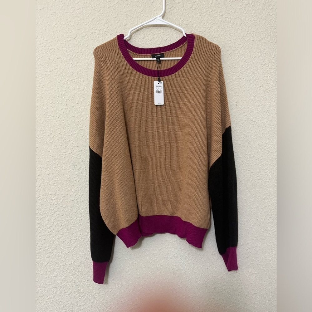 Relaxed Color Block Ribbed Crew Neck Sweater - Picture 2 of 6